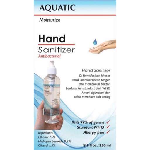 a bottle of hand with a blue water background