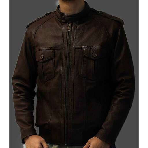 leather jacket with a pocket