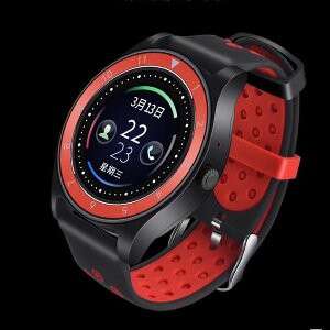 red and black watch with a red strap