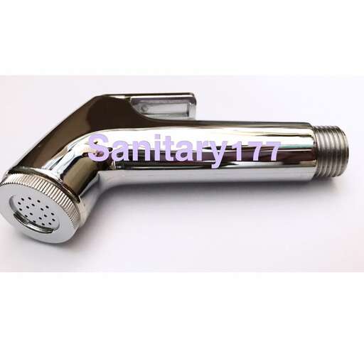 a chrome faucet with a white background.