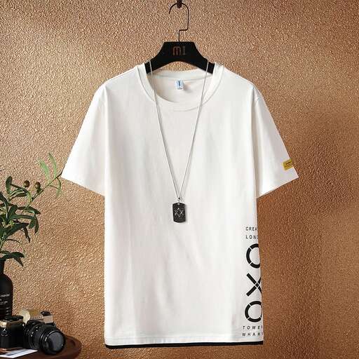 men's t - shirt in white with a black logo