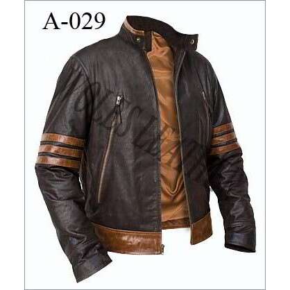 leather jacket with a striped back