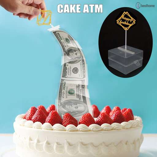money coming out of a cake