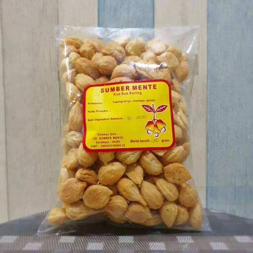 a bag of nuts is on display.
