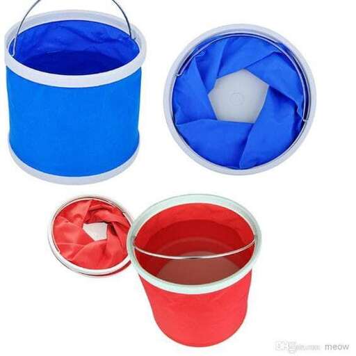 a bucket of water and a bucket of ice