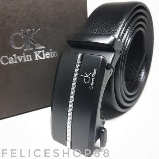 black leather strap with a silver buckle
