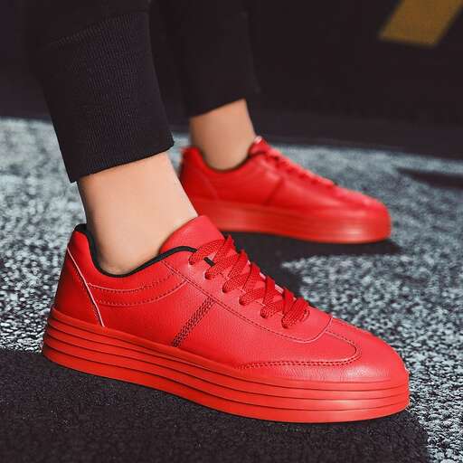 red shoes at a promotional event