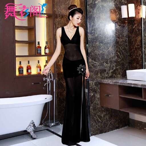 a black dress with a long neckline