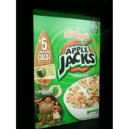 a box of cereals in the dark.