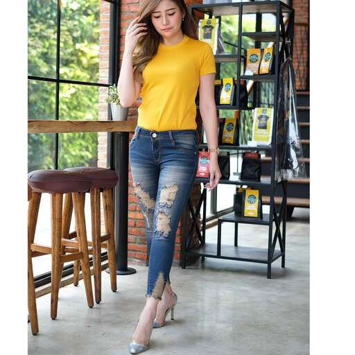 yellow top with a pop of color