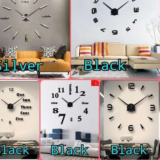 a living room with a couch, a clock and a couch.