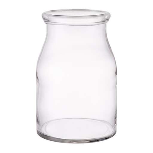 a glass jar on a white background