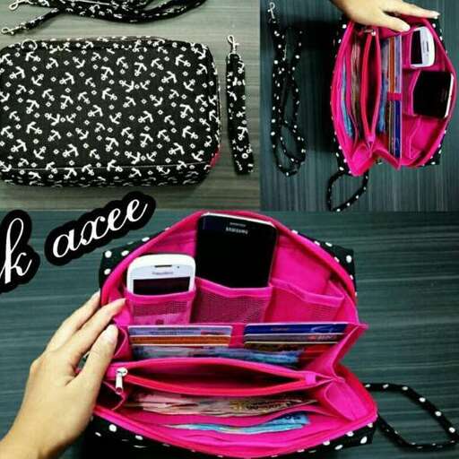 a backpack with a cell phone and a cell phone.