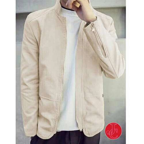 a man in a tan jacket