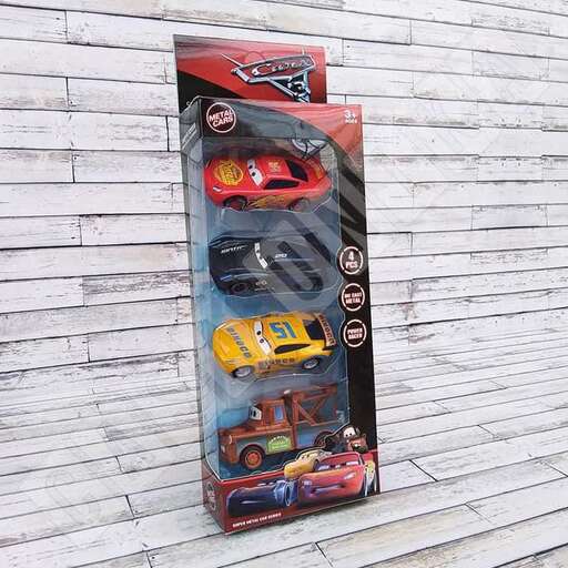 a box of cars in a store window