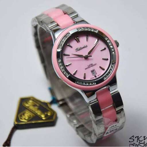 watch with pink strap and black strap.