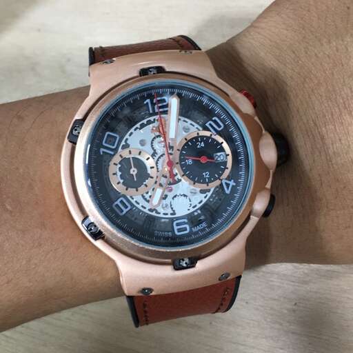 the watch is made from a single piece of leather.