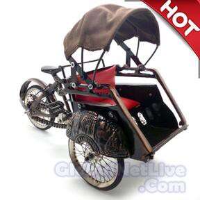 a motorcycle with a hat on the back