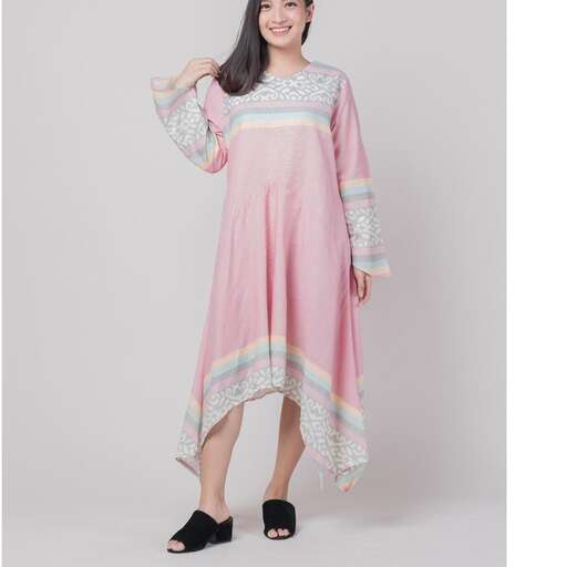 garment in a long sleeved pink dress
