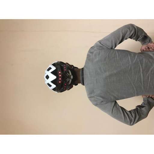 a man with a helmet on his head