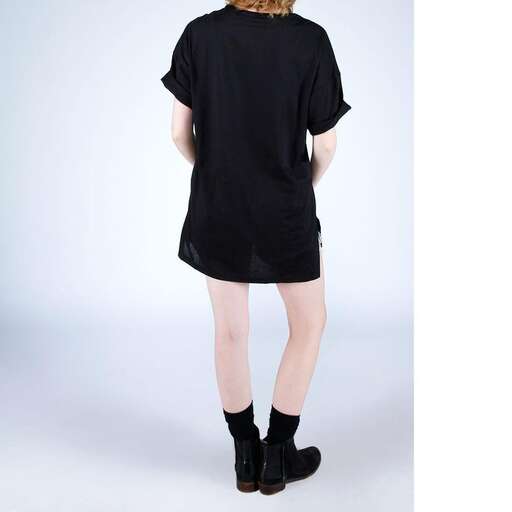 black short sleeve t - shirt with a short skirt