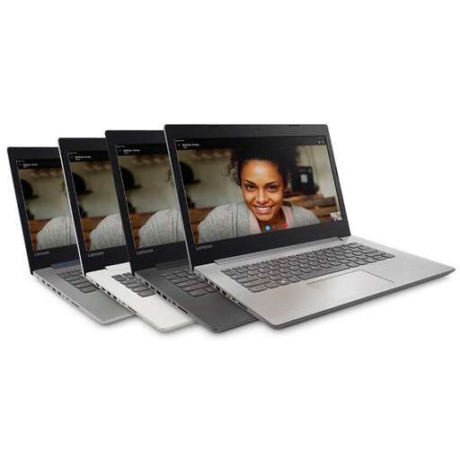 three laptops with pictures on them on a white background.