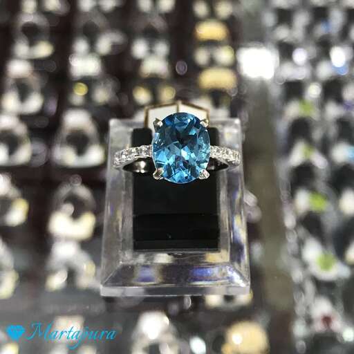 the ring is a sapphire and diamond.