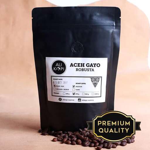 a bag of coffee beans