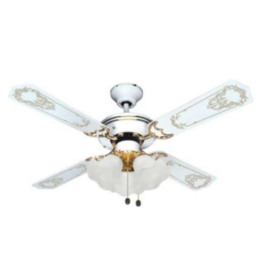 ceiling fan - - a vintage ceiling fan with a white background
