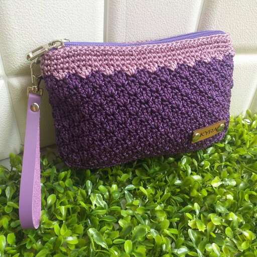 crochet bag in purple and purple