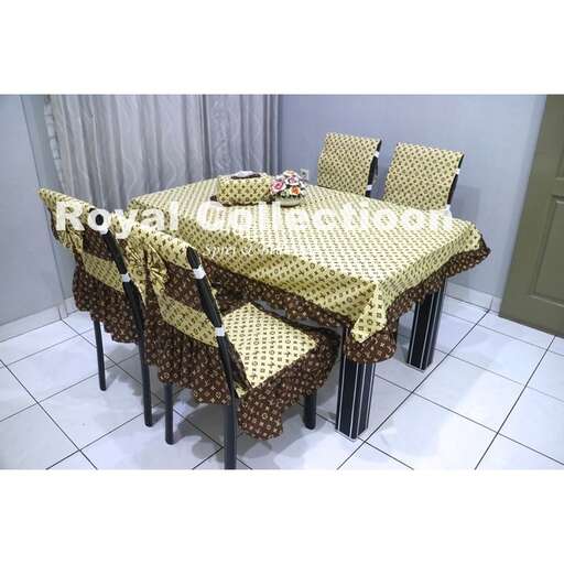 a table with a table cloth on it.