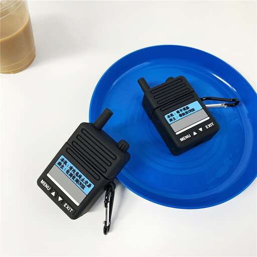 a blue plate with a remote control on it.