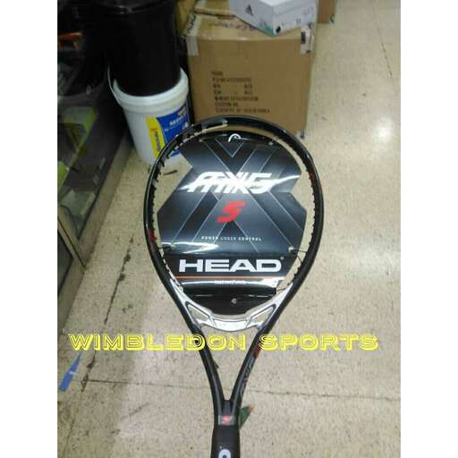 a tennis racket with a logo on it.