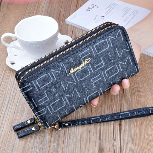 a wallet with a cup and a cup on it.