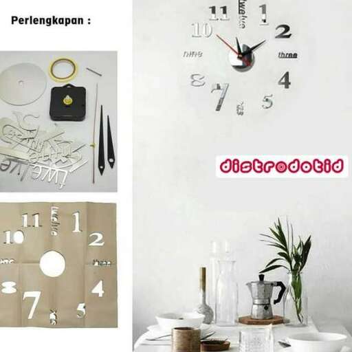 a wall with a clock and a plant on it.