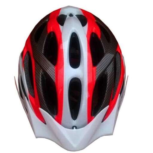 the helmet of the cyclist