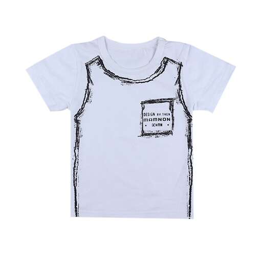 white t - shirt with a black print