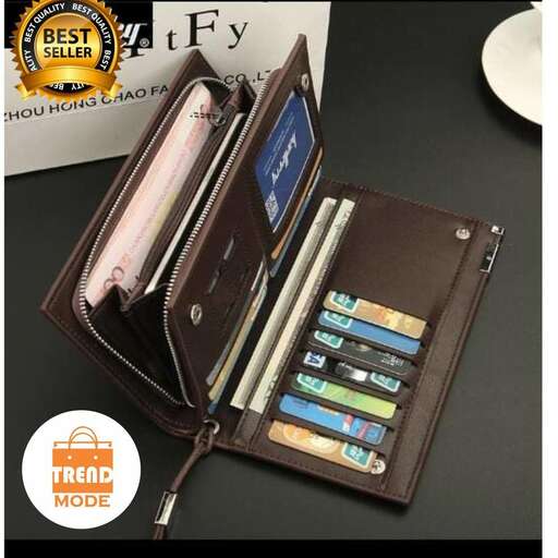 a wallet that has a cell phone in it.