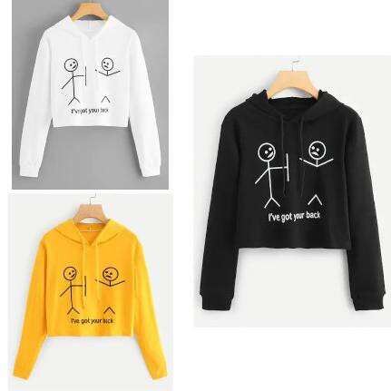 the black and white hoodie with a white print.