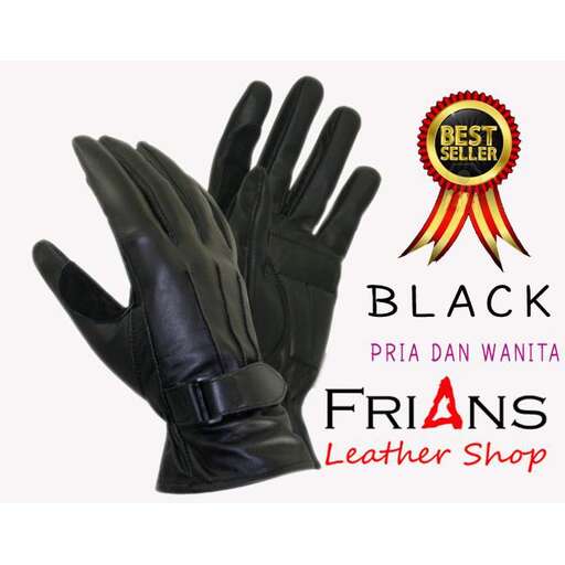 a pair of black leather gloves