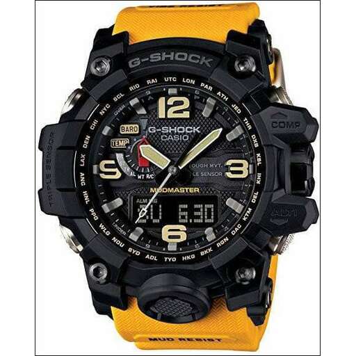 watch - yellow watch with black dial.