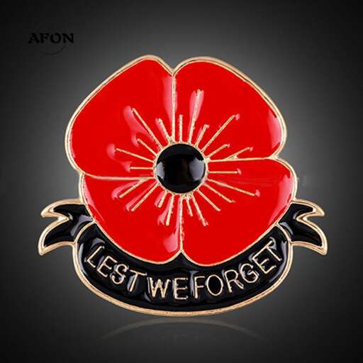 a badge of the poppy with the words