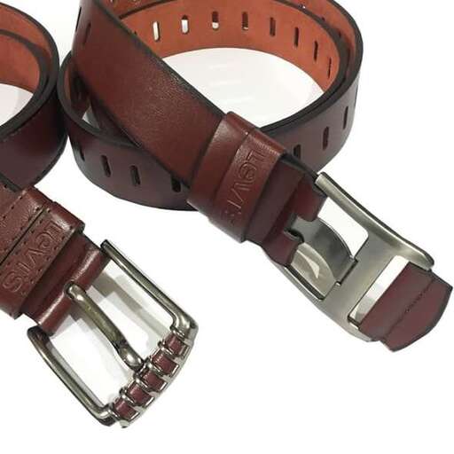 leather belt with a buckle