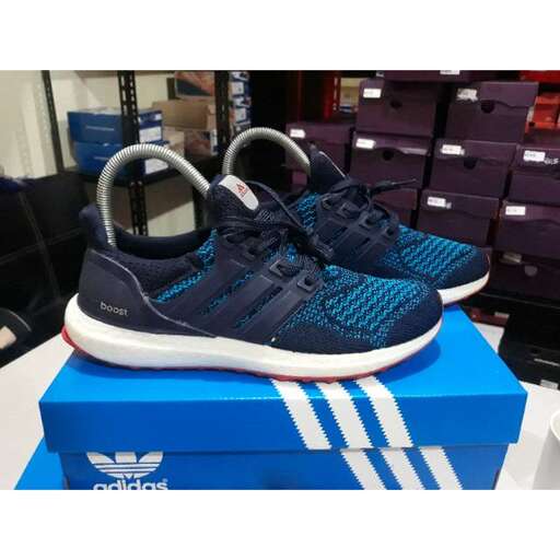 the shoes are available in blue and white.