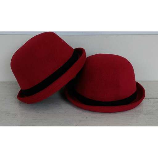 vintage red felt hats in black and white