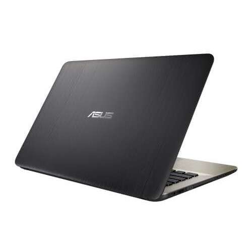 a laptop computer with a black cover.