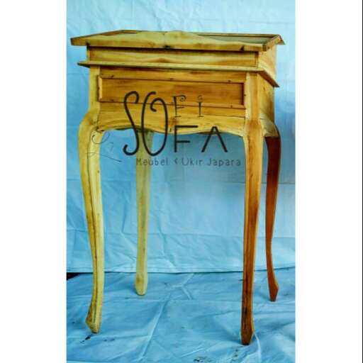 a side table made from a solid pine