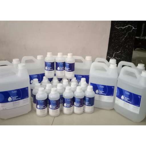 a group of bottles of water.