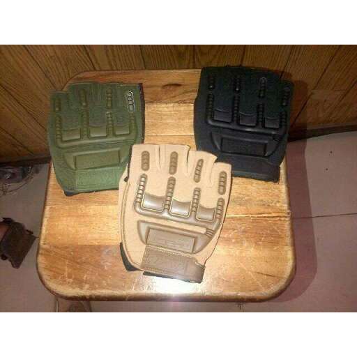 a wooden tray with gloves on it.
