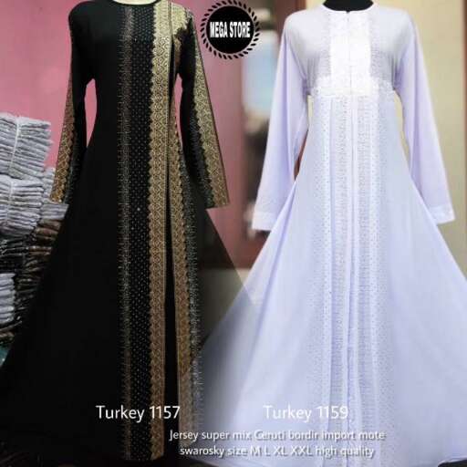 the dress is made of silk and the traditional black and white silk.